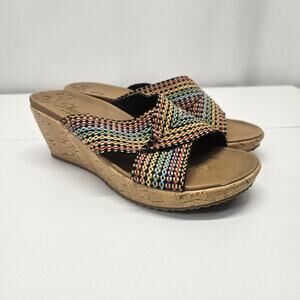 Skechers Womens Beverlee Delighted Wedge Sandal Multi-Color Size 7 M EUC